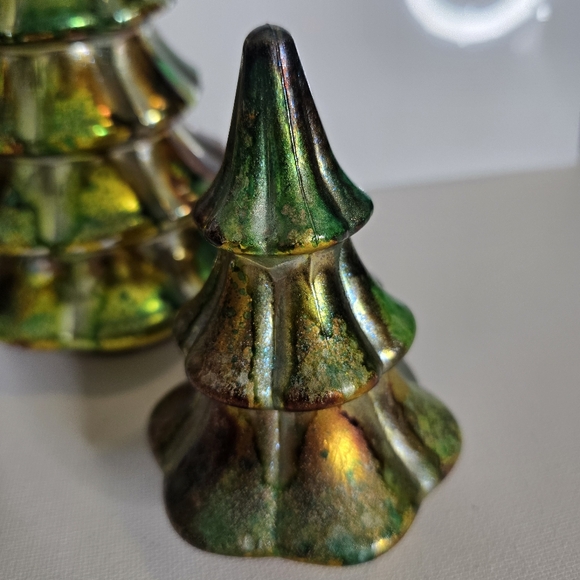 4 HANDCRAFTED Upcycled Green Brown Holiday Trees HANDPAINTED Tabletop Art Decor - Picture 11 of 15
